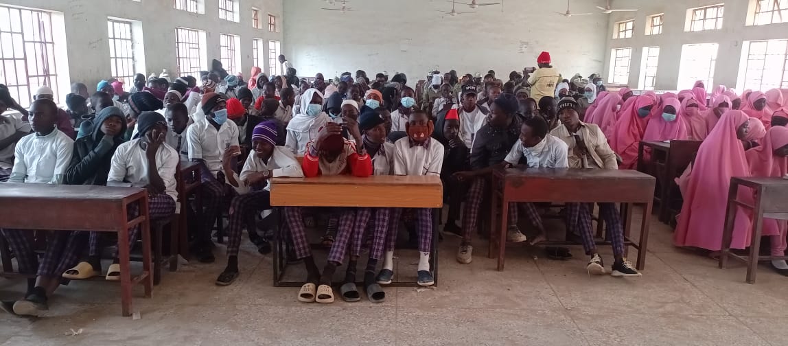 Government College Katsina students in uniform in school compound.