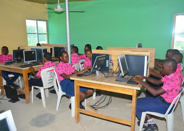Students using interactive smartboard at Kings and Queens International College Birnin Kebbi