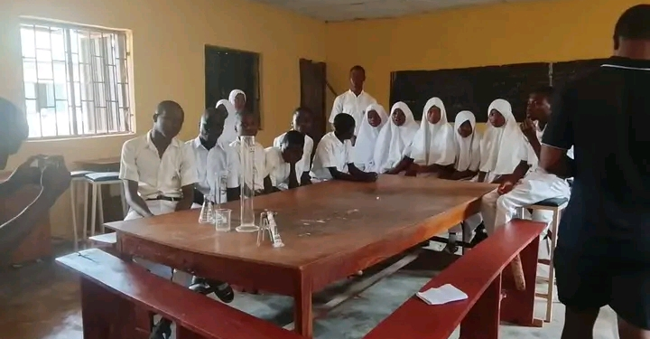 Unilorin Secondary School students performing lab experiments in modern science lab