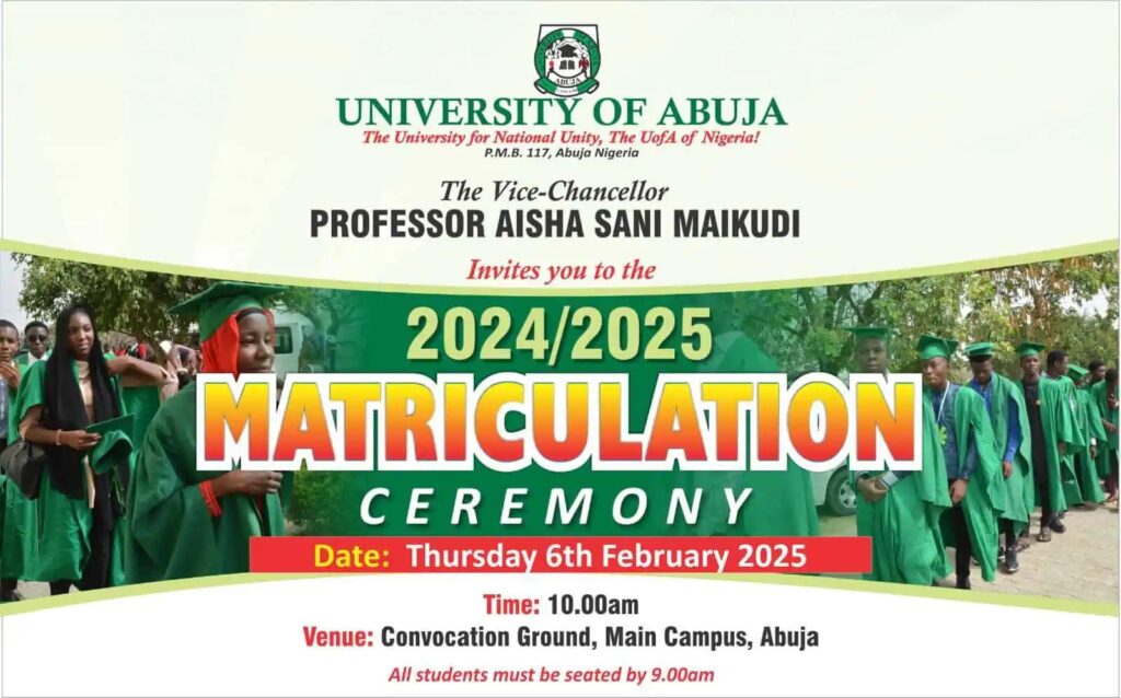 University of Abuja Matriculation Ceremony Schedule